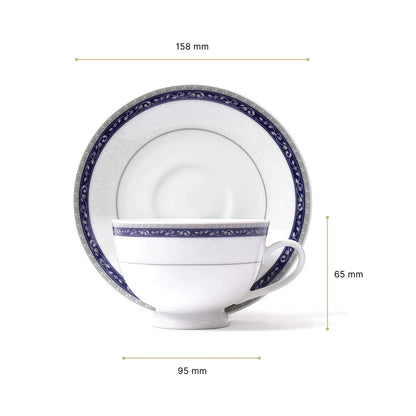 Dinole 12-Piece Tea Cup & Saucer Set – Premium Porcelain Ceramic – Blue Design – Dankotuwa Sri Lanka Fine Tableware