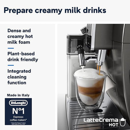 DeLonghi Dinamica Plus Ecam 370.70.B Fully Automatic Coffee Machine with Lattecrema Milk System