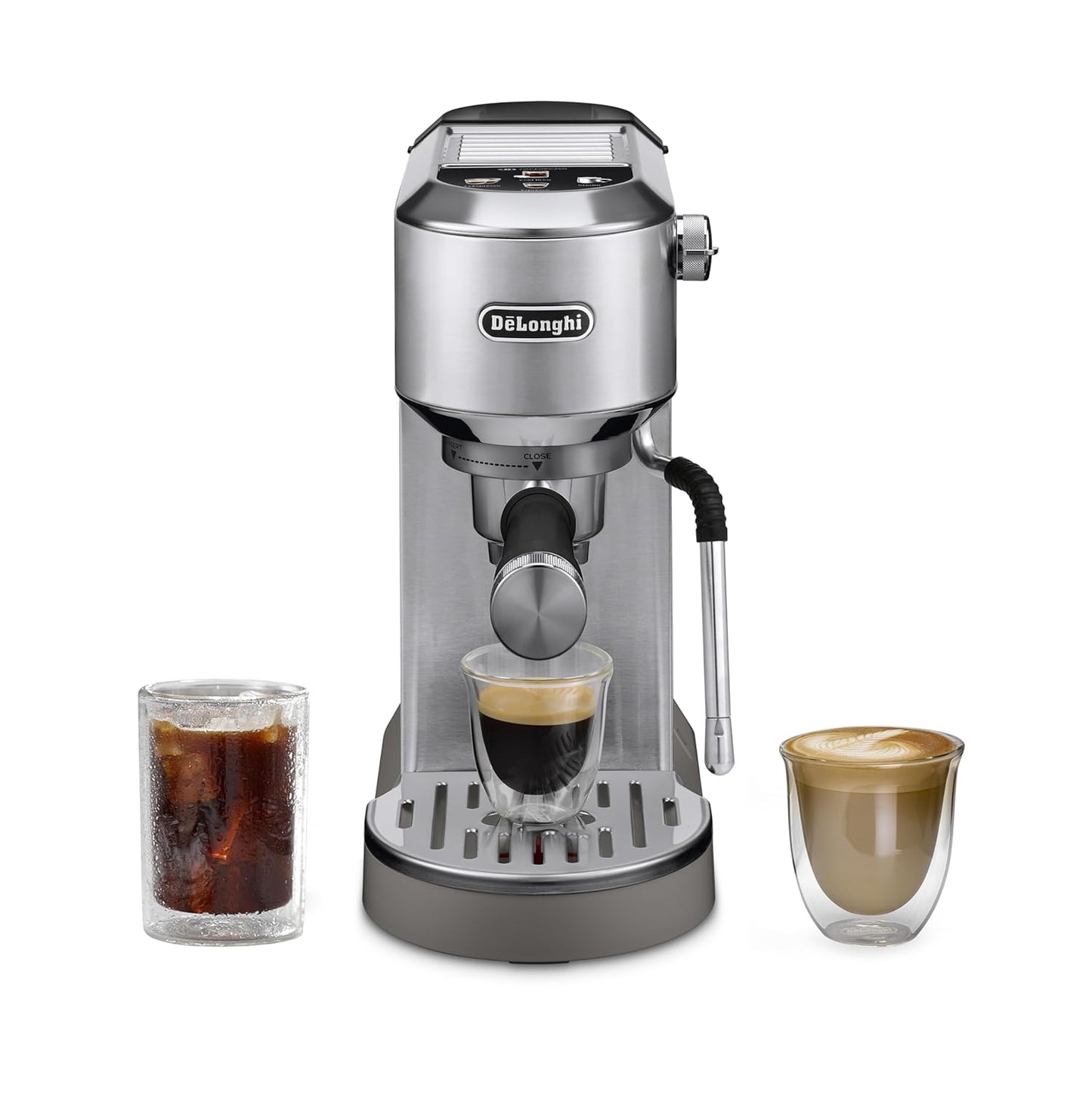 De’Longhi Dedica Duo EC890 Barista Coffee Machine  Pump Espresso & Cold Brew Maker  Manual Coffee Machine with Touchscreen & Latte Art Steam Wand  Compact 15 cm Design  Fits Cups up to 13 cm