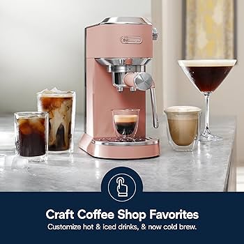 De’Longhi Dedica EC890 Espresso Machine – Stainless Steel Coffee Maker with Touch Display, Advanced Steam Wand for Cappuccino, Latte, Iced & Cold Brew Coffee