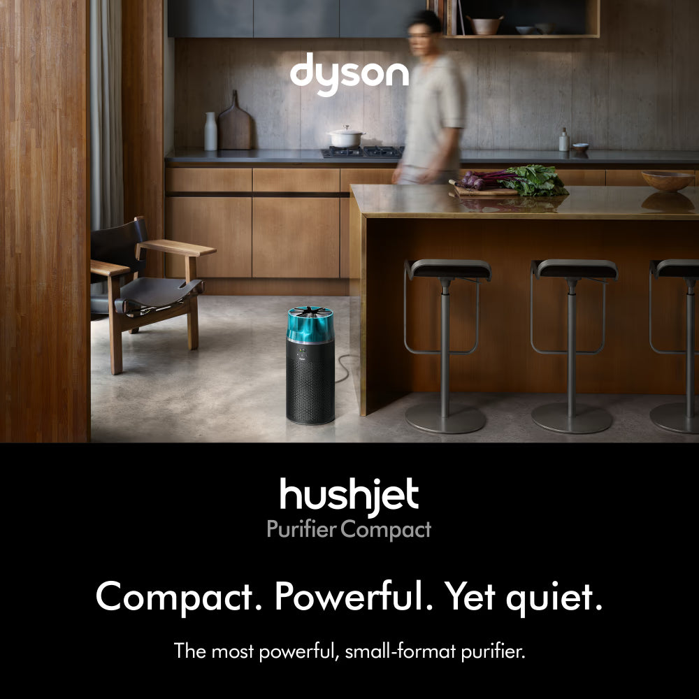Dyson HushJet Compact Air Purifier HJ10 Removes 99.97% PM0.3 Pollutants Up to 5-Year Electrostatic Filter Life  Covers up to 1076 sq.ft.  2-Year Warranty