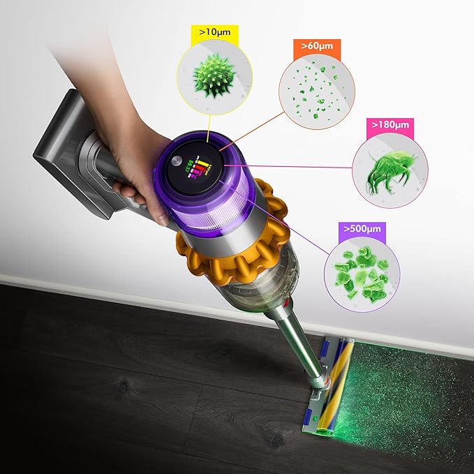 Dyson V15 Detect Cordless Vacuum Cleaner – Laser Dust Detection, 60 Min Runtime, HEPA Filter, Powerful Suction