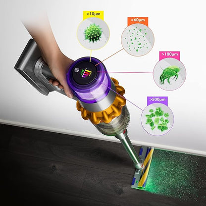 Dyson V15 Detect Cordless Vacuum Cleaner – Laser Dust Detection, 60 Min Runtime, HEPA Filter, Powerful Suction