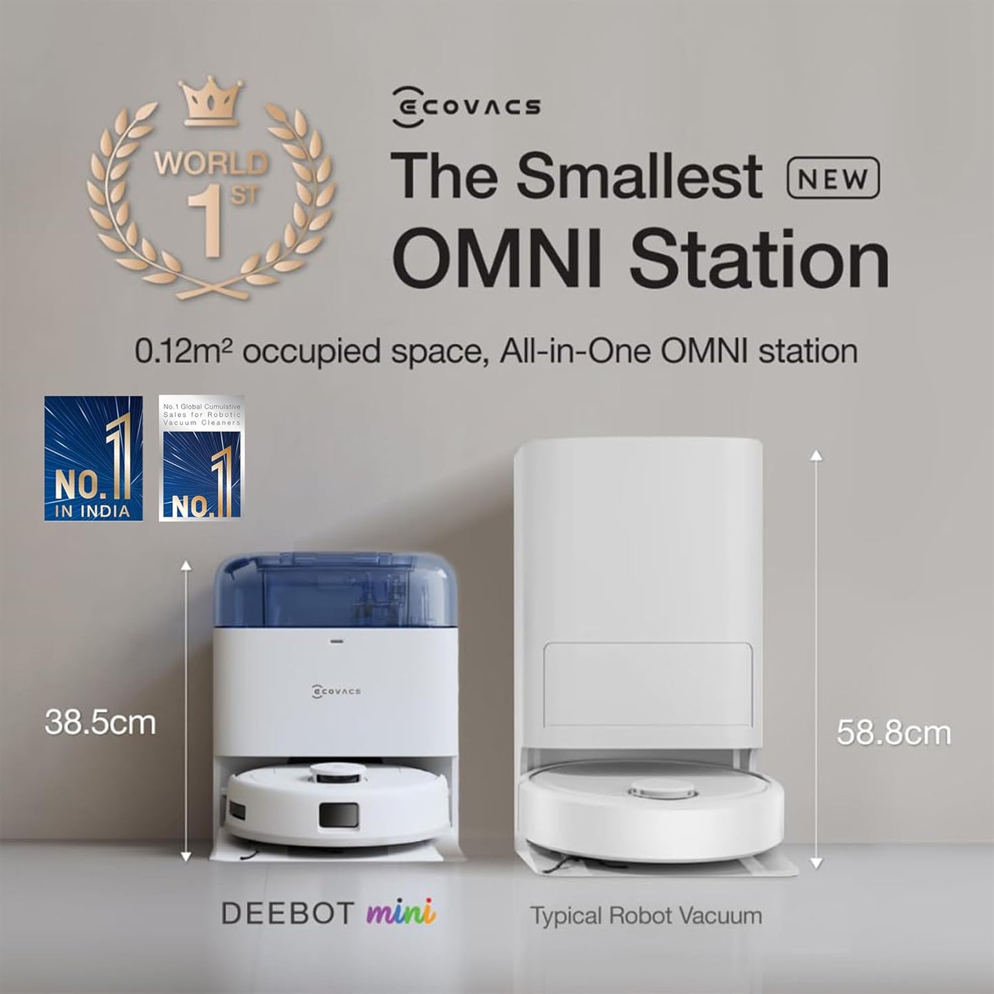 ECOVACS DEEBOT MINI OMNI | 2025 Launch | 9000 Pa Suction, 2-in-1 Robot Vacuum & Mop, Self-Emptying Omni Station, TrueMapping 2.0, ZeroTangle 2.0, 45°C Hot Air Dry