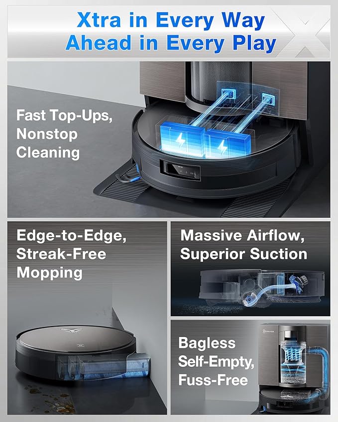 ECOVACS DEEBOT X11 OmniCyclone Robot Vacuum & Mop  19,500Pa Suction, OZMO Roller 2.0, Bagless OmniCyclone Station & AIVI 3D Navigation