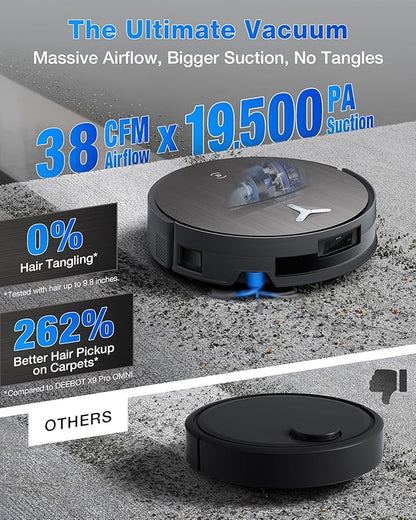 ECOVACS DEEBOT X11 OmniCyclone Robot Vacuum & Mop  19,500Pa Suction, OZMO Roller 2.0, Bagless OmniCyclone Station & AIVI 3D Navigation