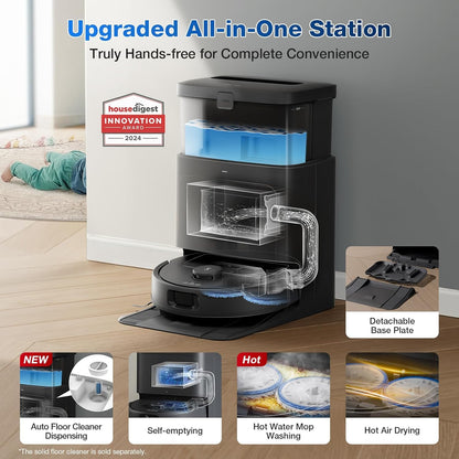 ECOVACS DEEBOT T80 OMNI – 2025 New Launch  2-in-1 Robot Vacuum & Mop  18,000 Pa Powerful Suction  6400 mAh Long-Run Battery  OZMO Roller Real-Time Mop Washing  Self-Emptying & Hot Air Drying  AI ReMop 2.0  ZeroTangle 3.0 Technology