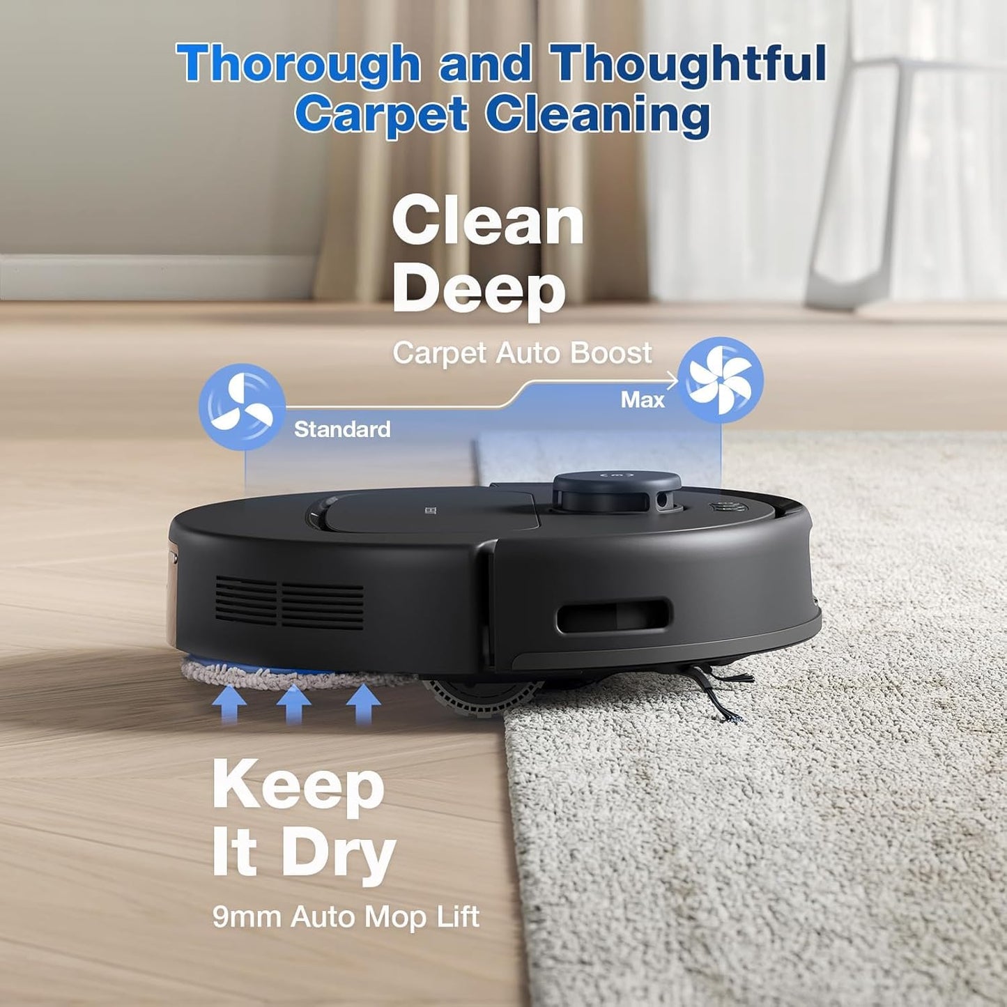 ECOVACS DEEBOT T80 OMNI – 2025 New Launch  2-in-1 Robot Vacuum & Mop  18,000 Pa Powerful Suction  6400 mAh Long-Run Battery  OZMO Roller Real-Time Mop Washing  Self-Emptying & Hot Air Drying  AI ReMop 2.0  ZeroTangle 3.0 Technology