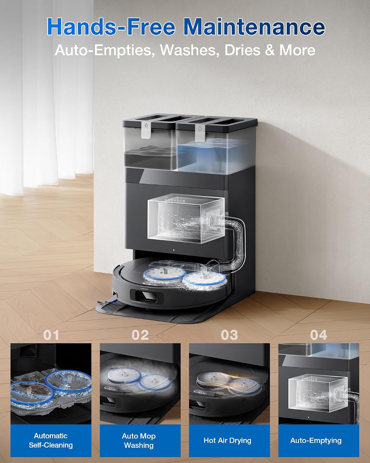 ECOVACS Deebot T30e Omni Robot Vacuum Cleaner & Mop, 2026 New Launch, 25,000 Pa Powerful Suction, Self-Empty & Self-Wash, ZeroTangle 3.0, Auto-Lift Mop, 300 Min Runtime