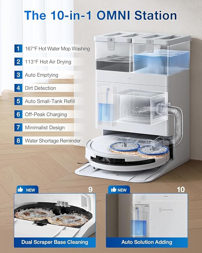 ECOVACS Deebot T50 Pro Omni 2-in-1 Robot Vacuum & Mop  2025 Launch  15000 Pa Suction, AIVI 3.0, Auto Wash & Dry, 6400 mAh Battery