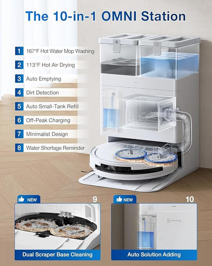 ECOVACS Deebot T50 Pro Omni 2-in-1 Robot Vacuum & Mop  2025 Launch  15000 Pa Suction, AIVI 3.0, Auto Wash & Dry, 6400 mAh Battery