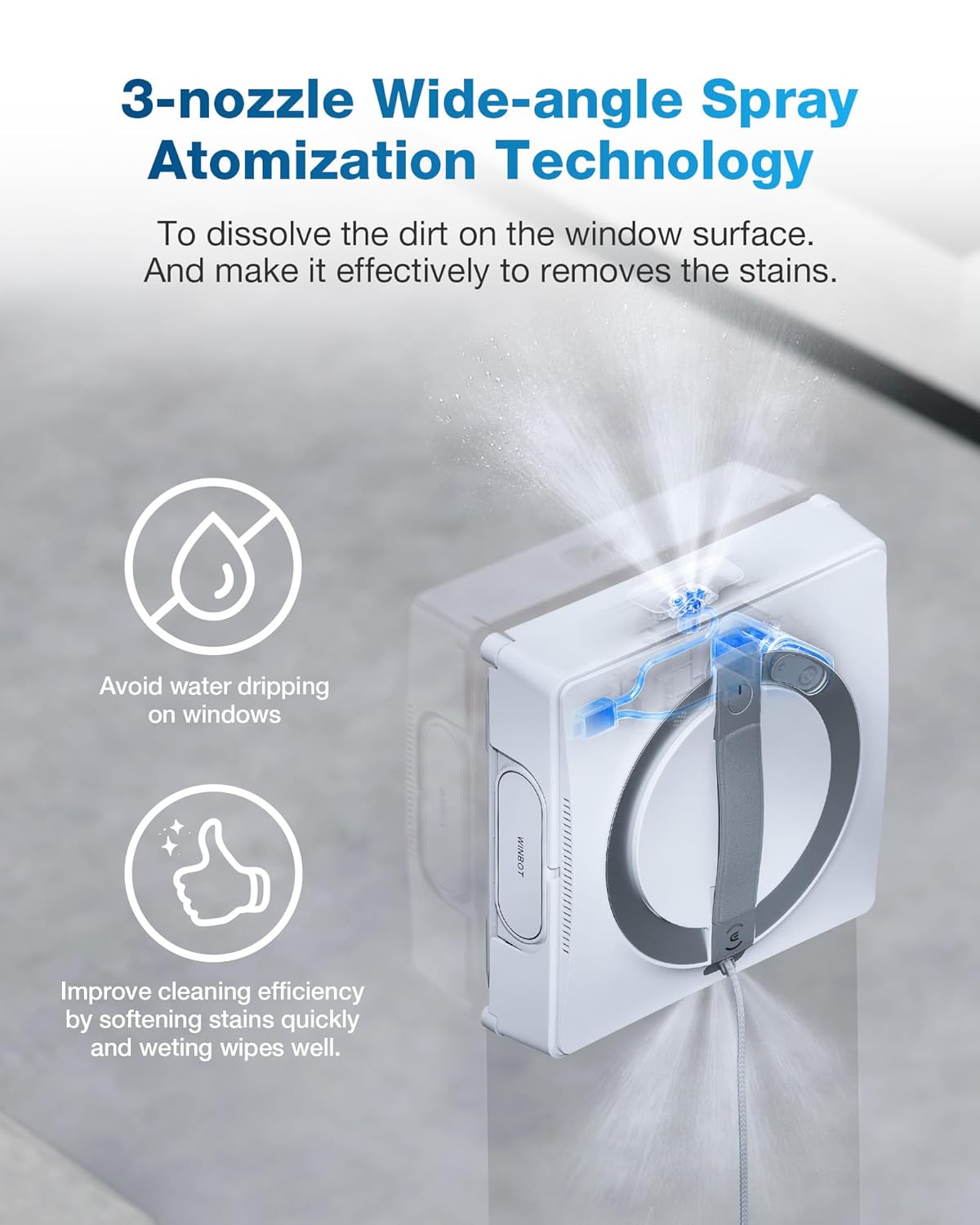 ECOVACS WINBOT W2 Pro OMNI Portable Window Cleaning Robot Intelligent Window Cleaning Robot with 3-Nozzle Wide-Angle Spray  WIN-SLAM 4.0 Navigation  Deep Edge Cleaning  5500Pa Suction Power White