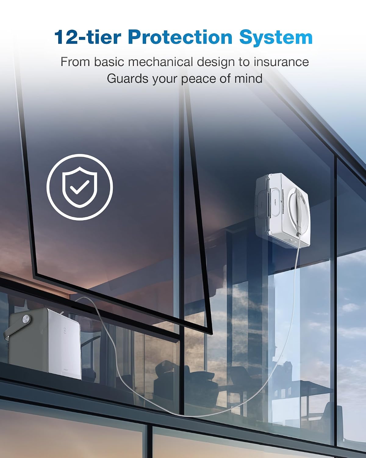 ECOVACS WINBOT W2 Pro OMNI Portable Window Cleaning Robot Intelligent Window Cleaning Robot with 3-Nozzle Wide-Angle Spray  WIN-SLAM 4.0 Navigation  Deep Edge Cleaning  5500Pa Suction Power White