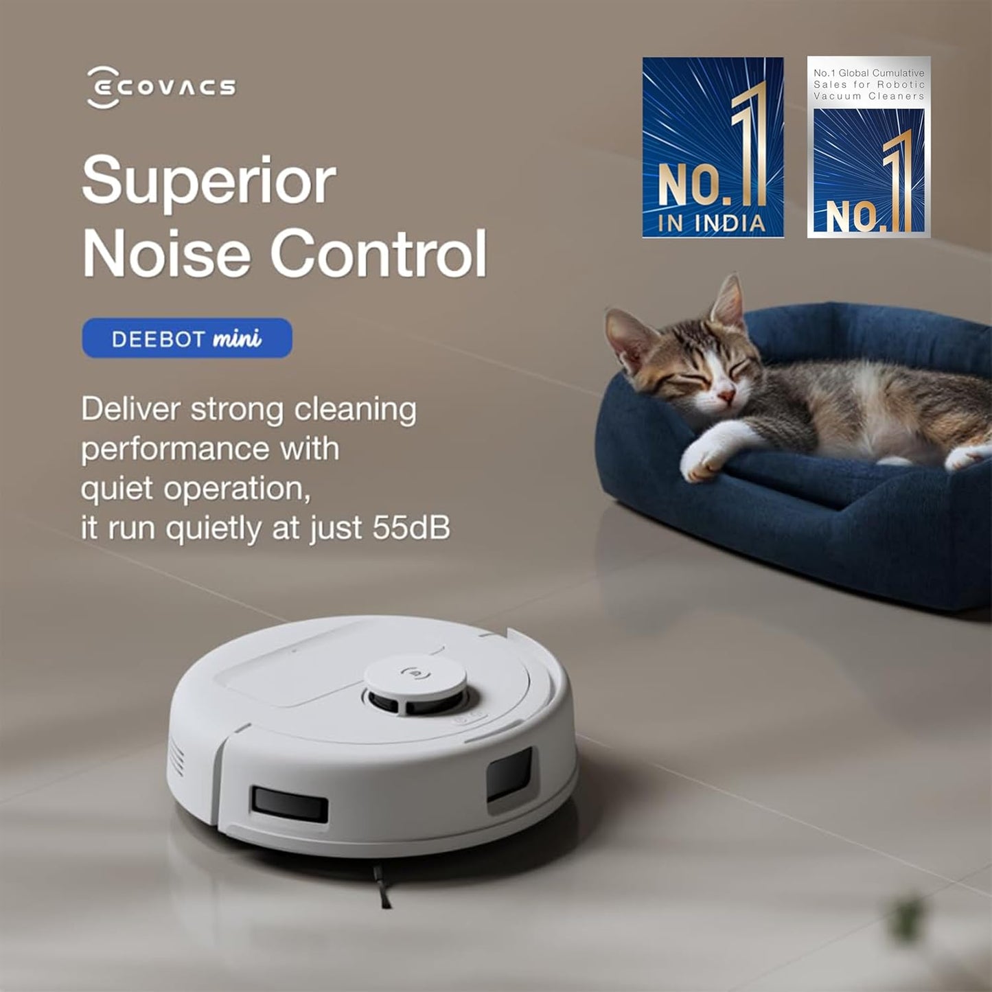 ECOVACS DEEBOT MINI OMNI | 2025 Launch | 9000 Pa Suction, 2-in-1 Robot Vacuum & Mop, Self-Emptying Omni Station, TrueMapping 2.0, ZeroTangle 2.0, 45°C Hot Air Dry