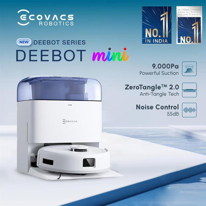 ECOVACS DEEBOT MINI OMNI | 2025 Launch | 9000 Pa Suction, 2-in-1 Robot Vacuum & Mop, Self-Emptying Omni Station, TrueMapping 2.0, ZeroTangle 2.0, 45°C Hot Air Dry