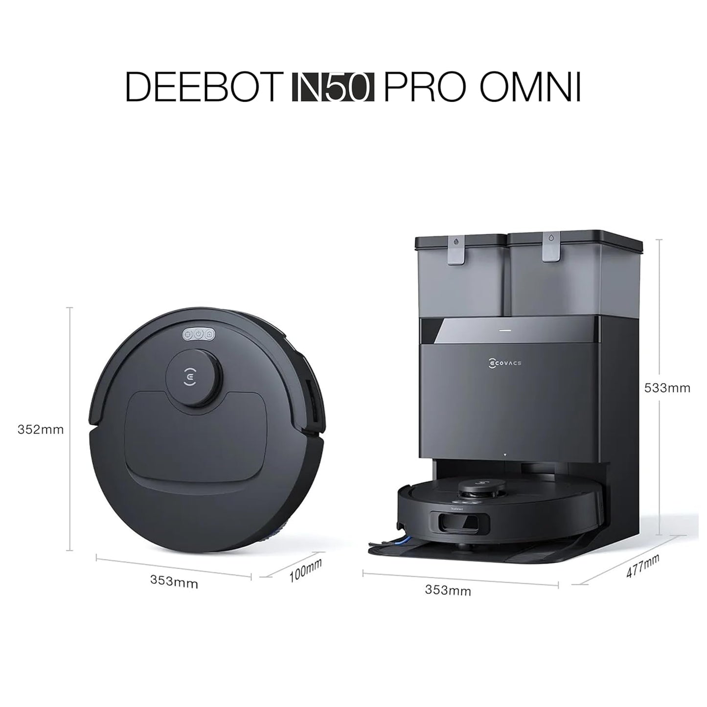 ECOVACS Deebot N50 PRO Omni Robot Vacuum & Mop (25,000Pa, Self-Empty, 300min)