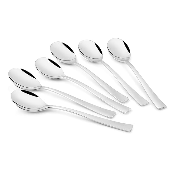 FnS Slim Line Stainless Steel Mirror Finish Tea Spoon (Set of 6) for Tea, Coffee and Spices