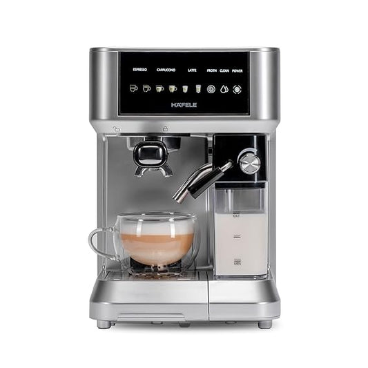 Häfele U-Kaffee Nova 20-Bar Espresso Machine – 1.6L Water Tank, Thermoblock Heating, Built-in Cleaning, 2-Year Warranty (Silver)
