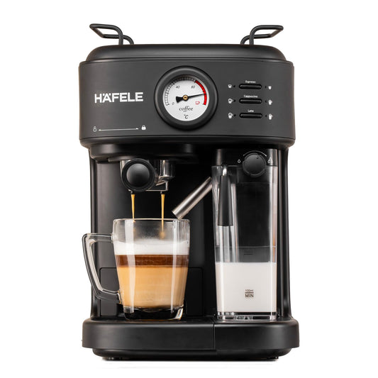 Hafele U-Kaffee Plus Coffee Machine 15 Bar Espresso Maker with Thermoblock Technology, 1250W, Single Double Shot, Cappuccino & Latte, 500ml Removable Milk Tank