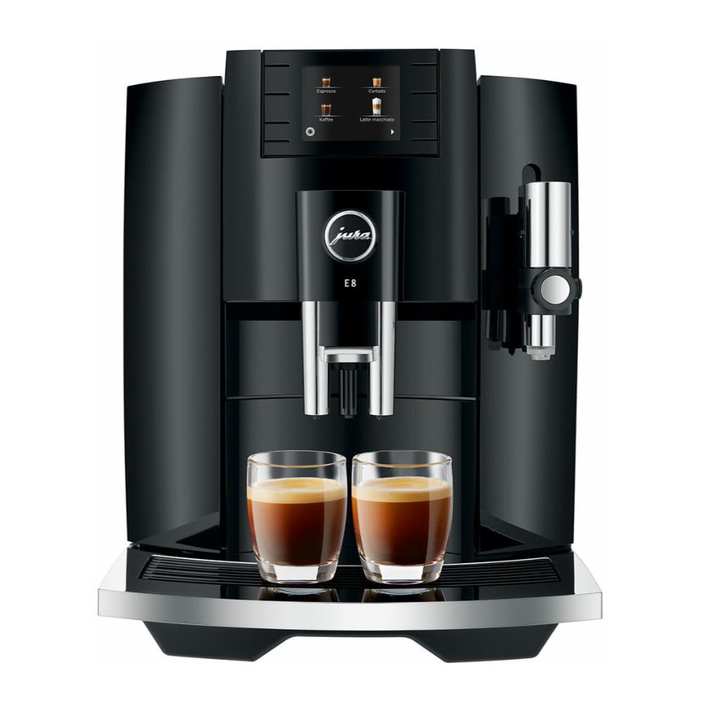 Jura E8 Automatic Coffee Machine Piano Black – Premium Bean to Cup Espresso Make