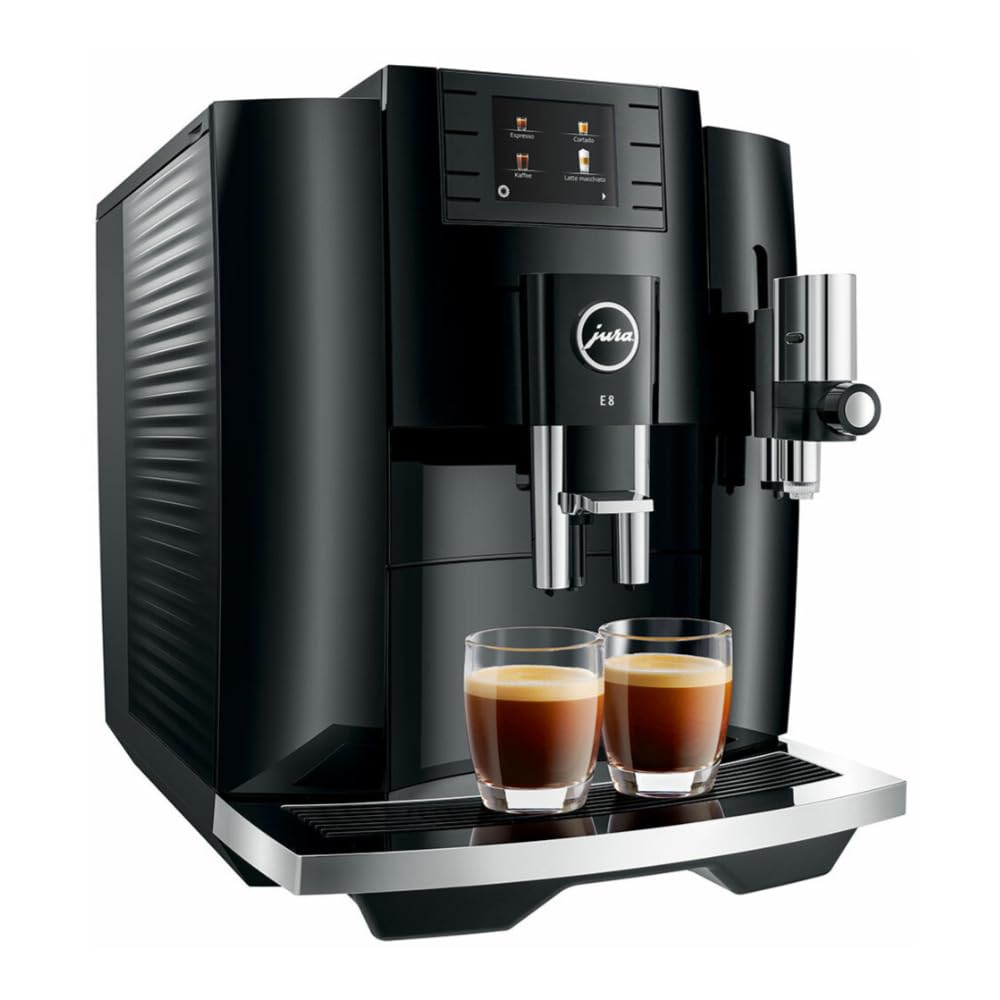 Jura E8 Automatic Coffee Machine Piano Black – Premium Bean to Cup Espresso Make