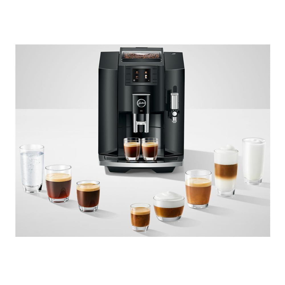 Jura E8 Automatic Coffee Machine Piano Black – Premium Bean to Cup Espresso Make