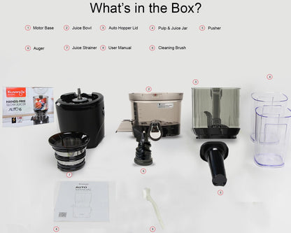 Kuvings AUTO6 Gunmetal Black Hands-Free Cold Press Juicer  Whole Fruit Cutting, JMCS Tech (10% More Juice), 12-Year Motor Warranty