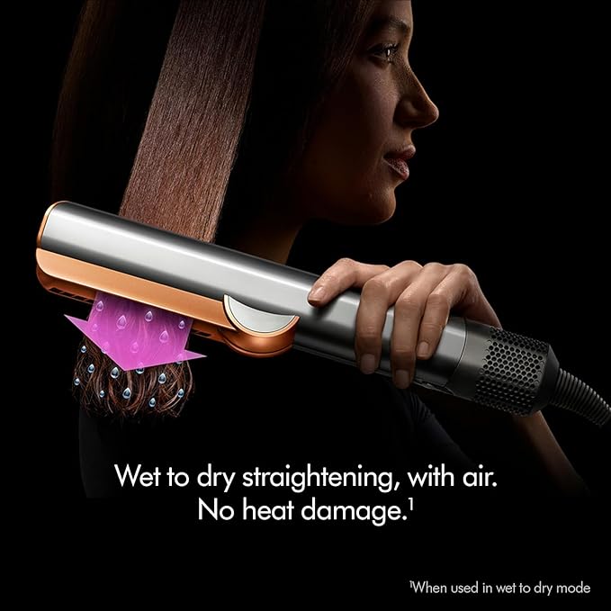 Dyson Airstrait™ Hair Straightener – Wet-to-Dry Styling with No Heat Damage – Red Velvet & Gold (Model 596925-01