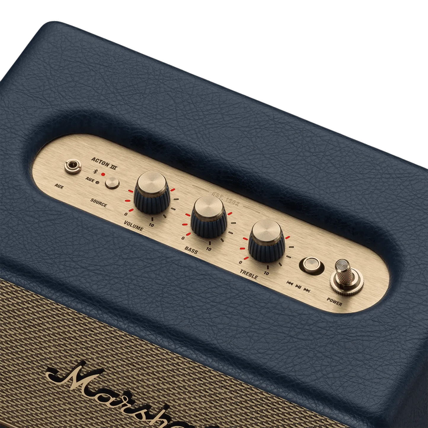 Marshall Action III Bluetooth Speaker 60W  Portable Wireless Stereo Speaker with Deep Bass, Multi-Device Connect, Midnight Blue