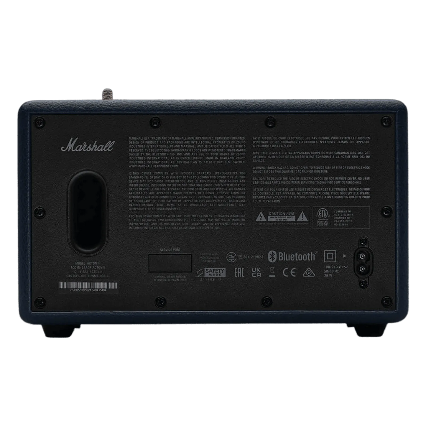 Marshall Action III Bluetooth Speaker 60W  Portable Wireless Stereo Speaker with Deep Bass, Multi-Device Connect, Midnight Blue
