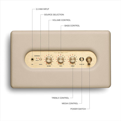 Marshall Acton III 60W Bluetooth Powered Home Speaker, Cream – Premium Wireless Stereo Speaker with Iconic Design