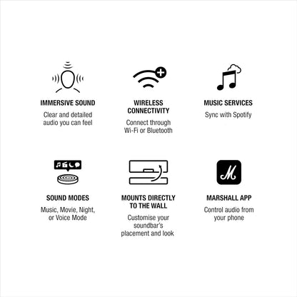 Marshall Heston 60 Soundbar with Dolby Atmos, Bluetooth & Wi-Fi – Premium Home Theater Audio