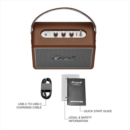 Marshall Kilburn III Portable Bluetooth Speaker – 50+ Hours Playtime, 360° Sound, IP54, Brown