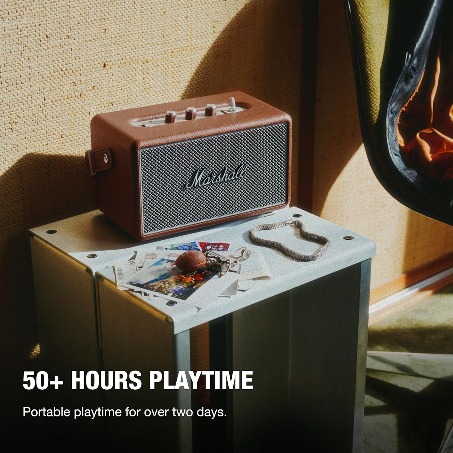 Marshall Kilburn III Portable Bluetooth Speaker – 50+ Hours Playtime, 360° Sound, IP54, Brown