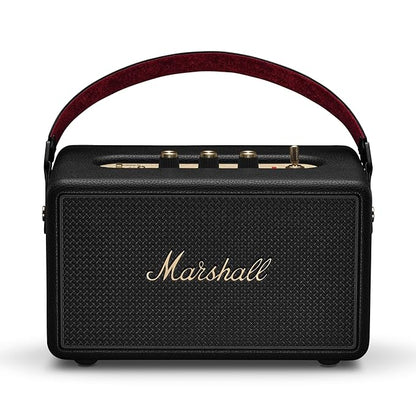 Marshall Kilburn III Portable Bluetooth Speaker – Black & Brass 360° Immersive Sound, 50+ Hours Playtime, Dust & Water Resistant (IP54)