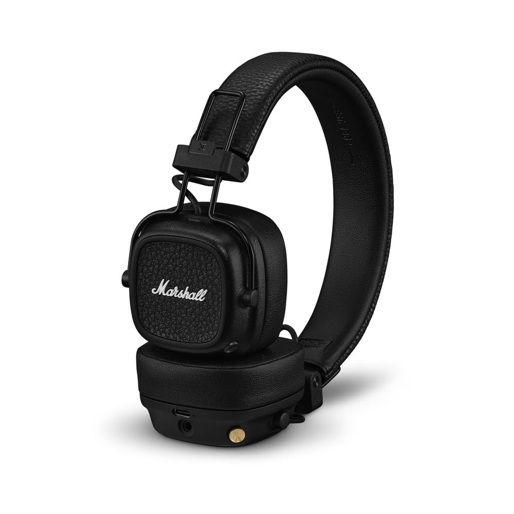 Marshall Major V Wireless On-Ear Bluetooth Headphones Black – 100+ Hours Playtime