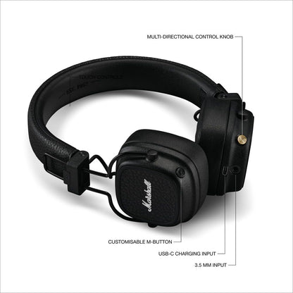 Marshall Major V Wireless On-Ear Bluetooth Headphones Brown – 100+ Hours Playtime5