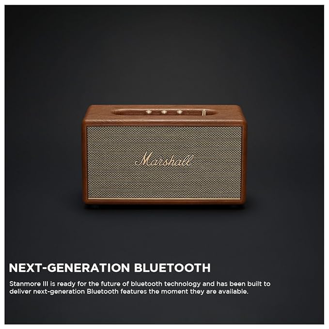 Marshall Stanmore III Wireless Bluetooth 5.2 Home Speaker with RCA & 3.5mm Wired Input, Premium Brown Finish