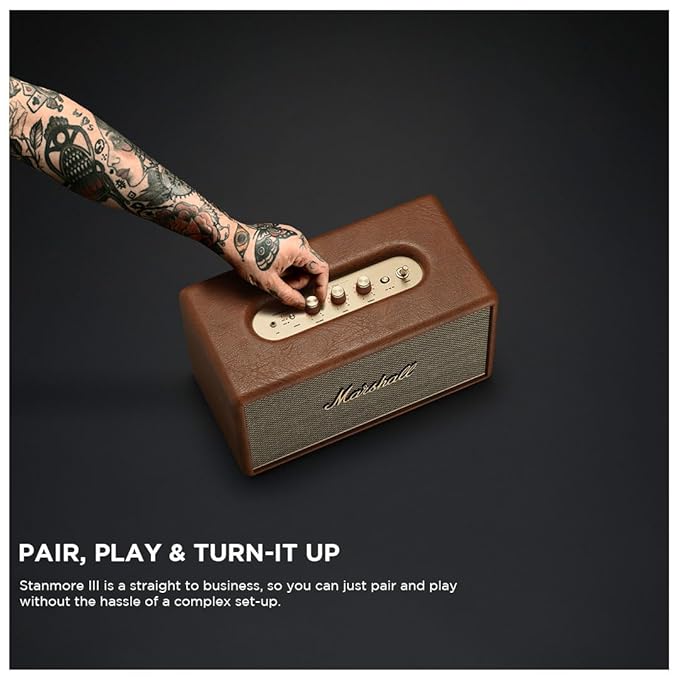 Marshall Stanmore III Wireless Bluetooth 5.2 Home Speaker with RCA & 3.5mm Wired Input, Premium Brown Finish
