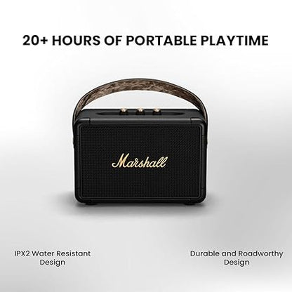 Marshall Kilburn II Portable Bluetooth Speaker with 20+ hours of portable playtime – Black & Brass.