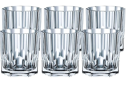 Nachtmann Aspen Crystal Whiskey Glasses – Set of 6 Double Old Fashioned Tumblers