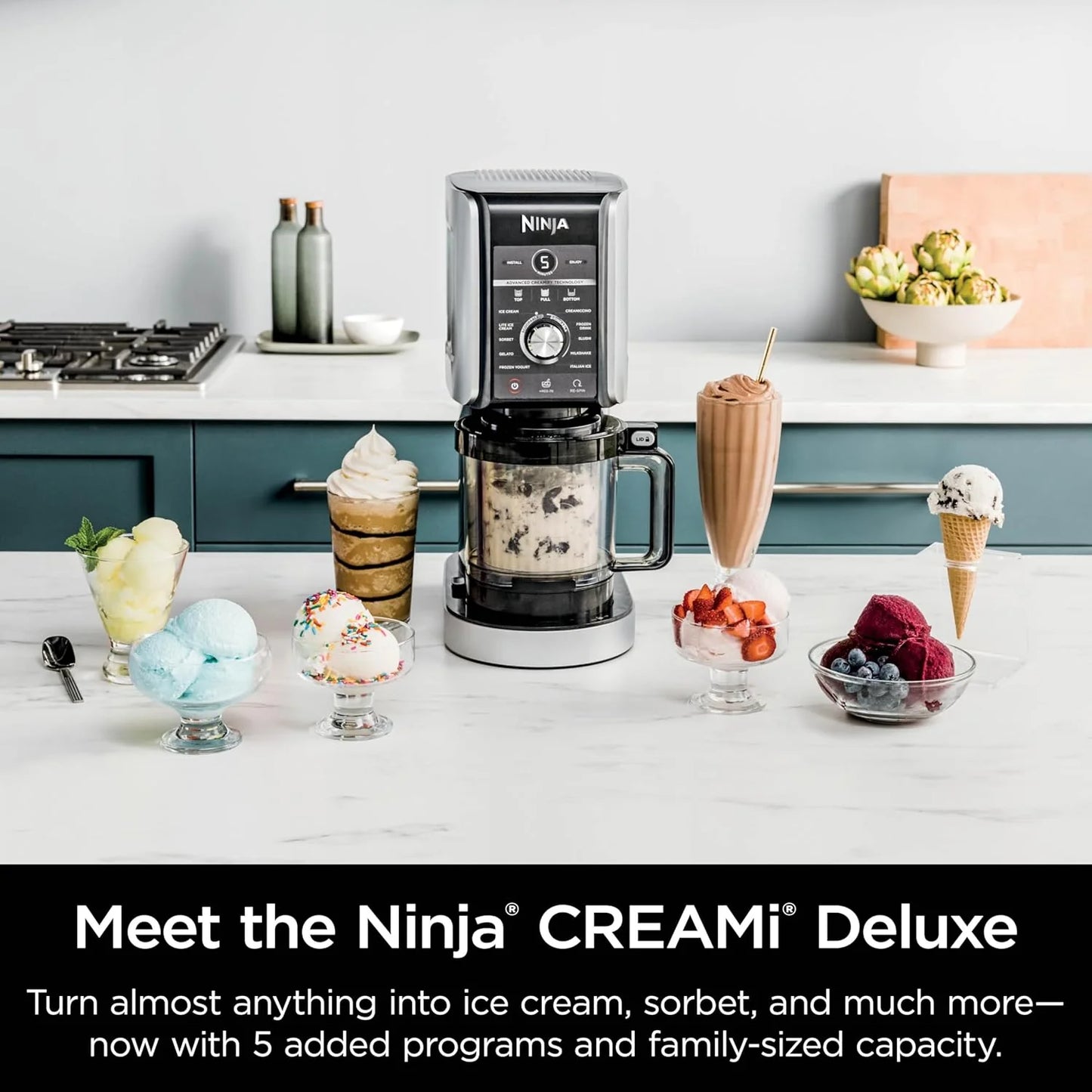Ninja CREAMi Deluxe 11-in-1 Ice Cream & Frozen Treat Maker – XL Capacity, Silver  Makes Ice Cream, Sorbet, Milkshakes, Frozen Yogurt & More  Includes 2 Large 24 oz Tubs