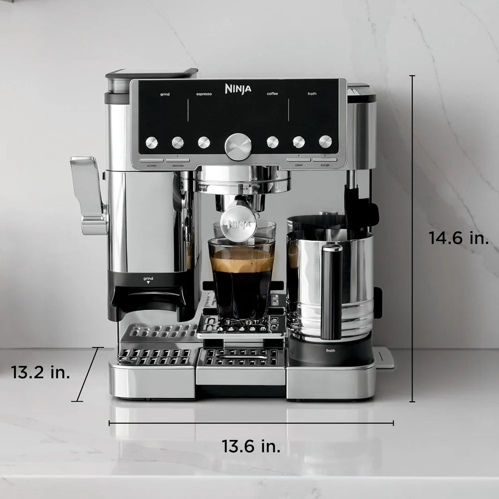 Ninja ES701 Luxe Café Pro Series Espresso Machine with Grinder & Frother  Espresso, Drip Coffee & Cold Brew Maker Integrated Tamper  Hands-Free Milk Frother