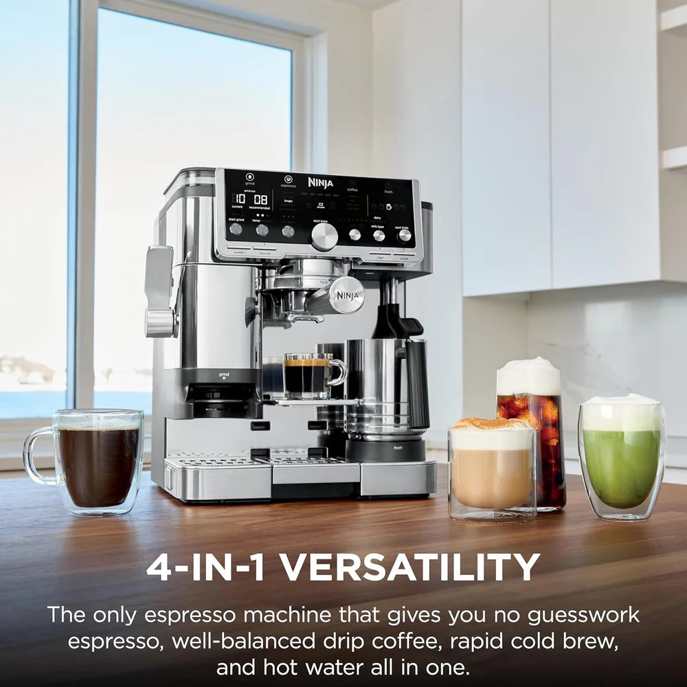 Ninja ES701 Luxe Café Pro Series Espresso Machine with Grinder & Frother  Espresso, Drip Coffee & Cold Brew Maker Integrated Tamper  Hands-Free Milk Frother