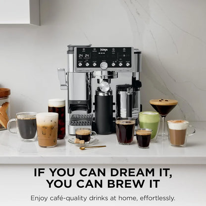 Ninja ES701 Luxe Café Pro Series Espresso Machine with Grinder & Frother  Espresso, Drip Coffee & Cold Brew Maker Integrated Tamper  Hands-Free Milk Frother