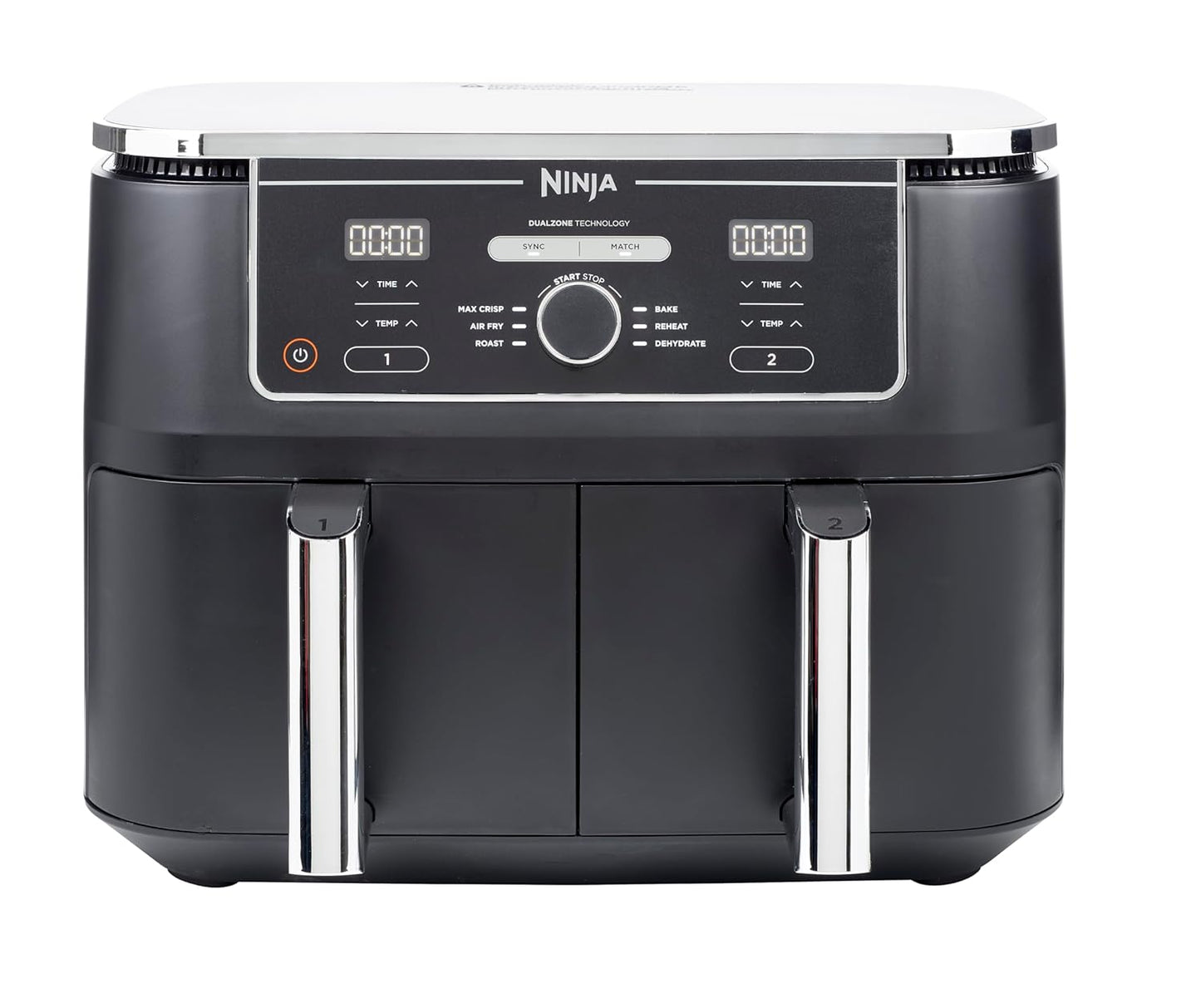 Ninja Foodi MAX Dual Zone Air Fryer AF400EU 9.5L Capacity  2 Independent Drawers 6-in-1 Functions Sync & Match Cooking Black