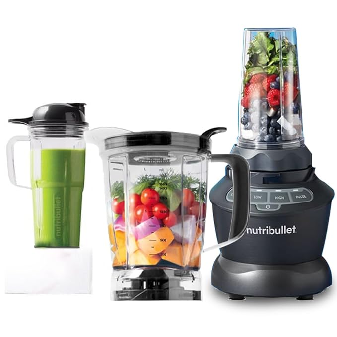 NutriBullet 1000W Combo Blender  USA’s #1 Mixer Grinder & Smoothie Maker 1.6L Large Pitcher, 3 Unbreakable Jars, Tamper & 2-Year Warranty (Dark Grey)