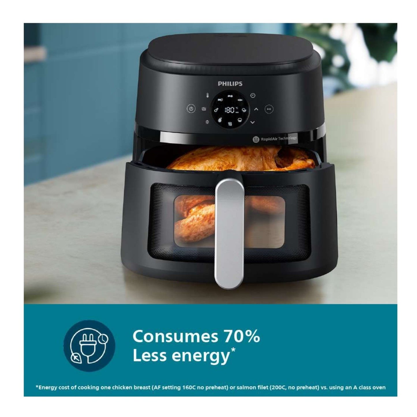 Philips 2000 Series 4.2 Litres Air Fryer with Automatic Shut-off, Dishwasher Safe, Rapid Air Technology, Non-Stick Coating (Black, NA221/00)