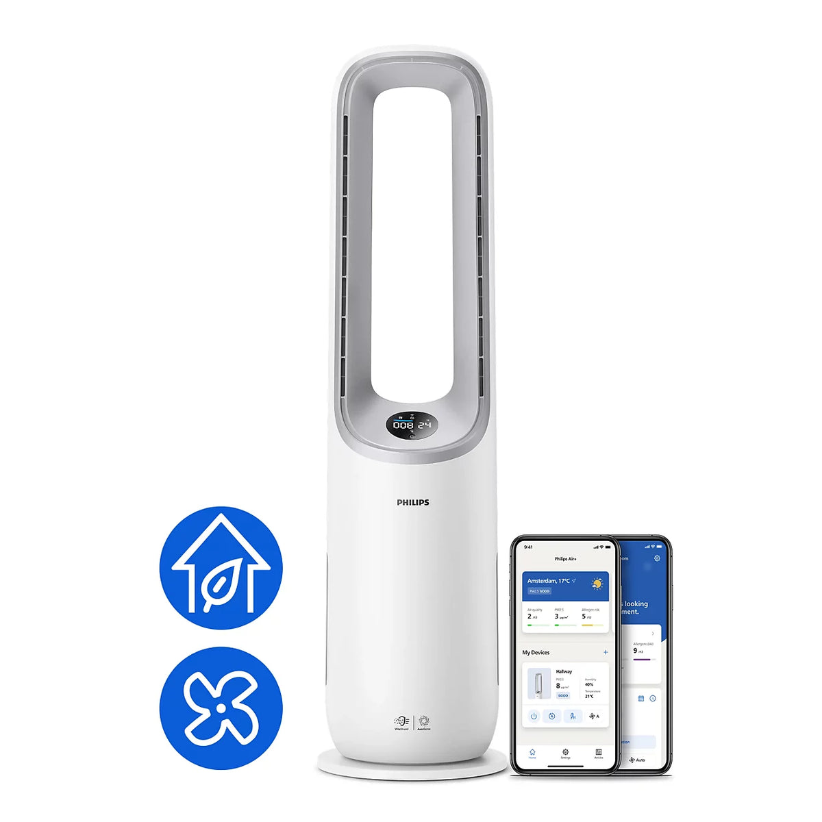 Philips Air Performer 7000 Series AMF765/30 2-in-1 Air Purifier and Fan – Whole-Room Air Purification, Powerful Cooling & HEPA Filtration