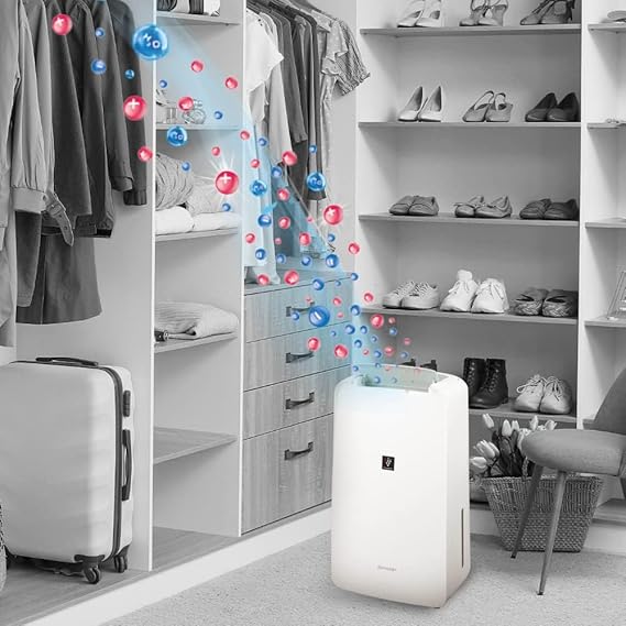 SHARP 10L-Day Electric Dehumidifier with Plasmacluster Technology – Mold, Virus & Odor Control  Clothes Dryer Function Covers 250 sq. ft.  Model DW-P10M-W